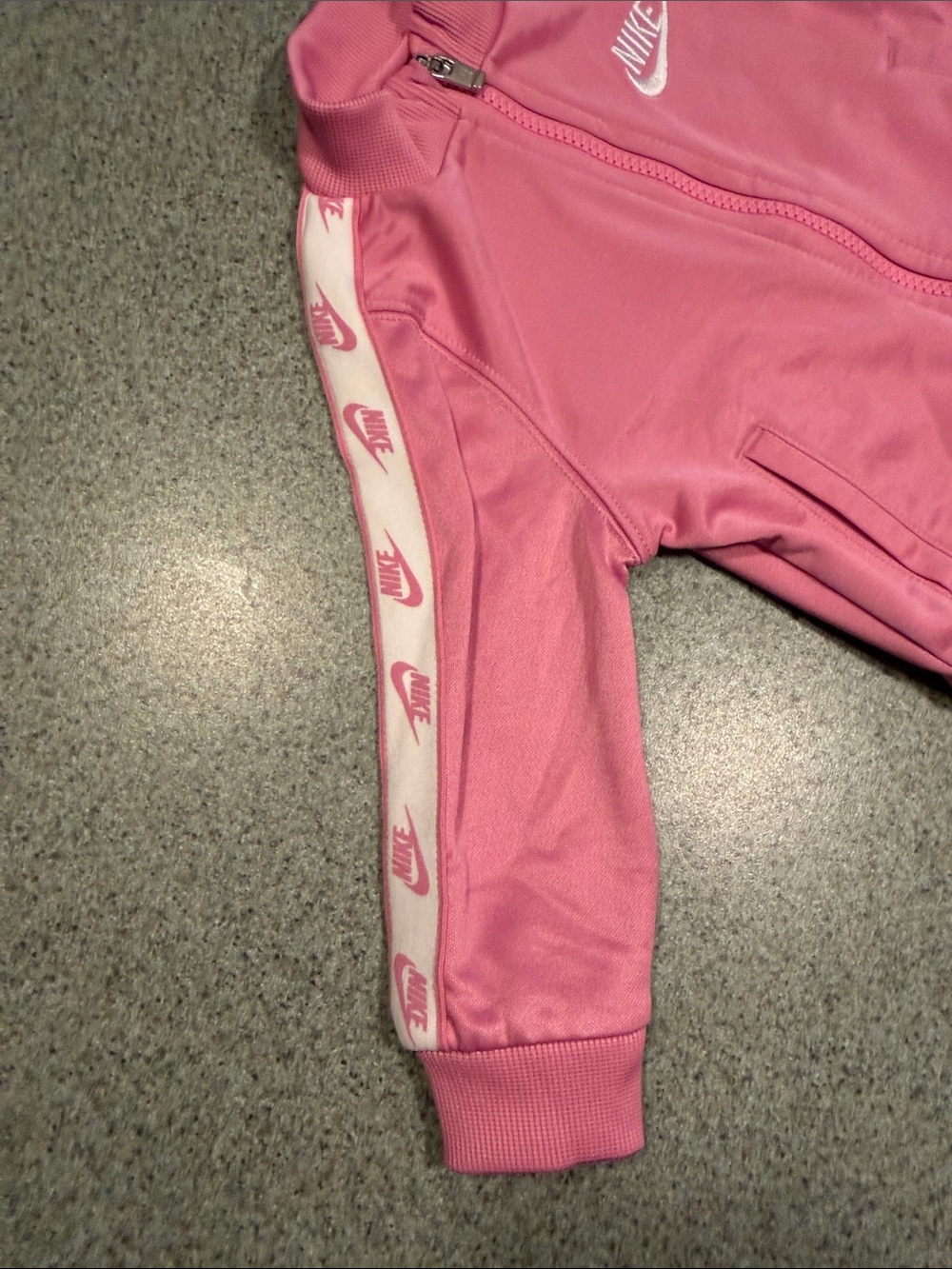 Nike Pink Girls' Zip Track Jacket with White Logo Tape - Picture 10 of 10